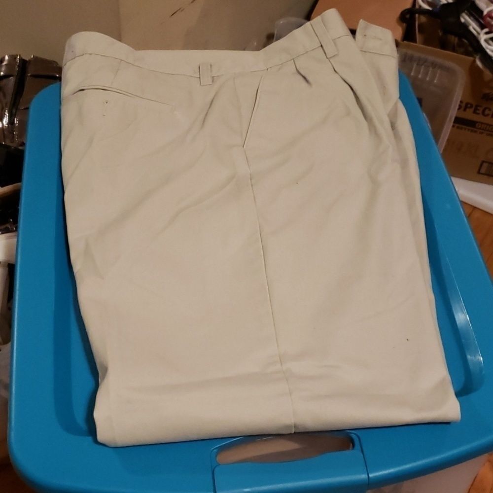 Pleated tan pants 